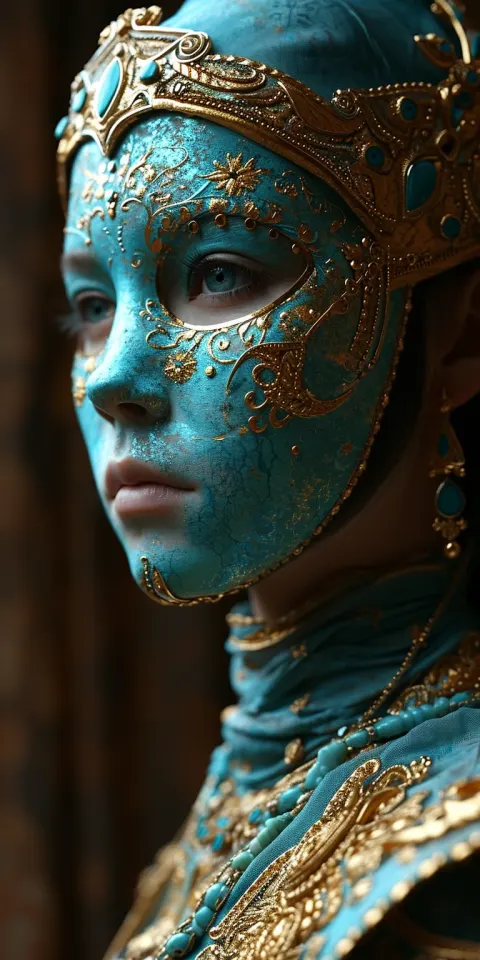 Woman Elaborate Mask Fantasy Artwork