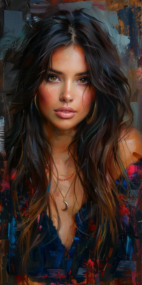 Woman Long Hair Impressionist Painting Soft