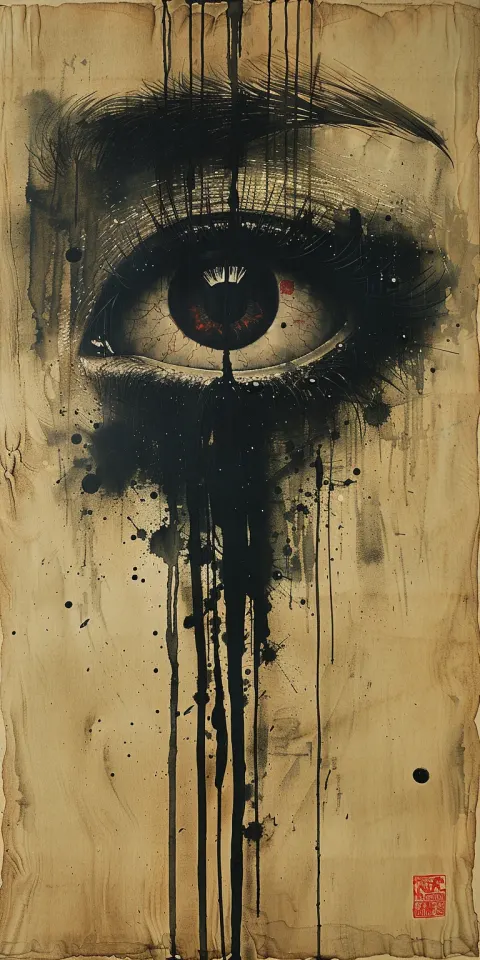 Eye Paint Stains Brown Paper Art
