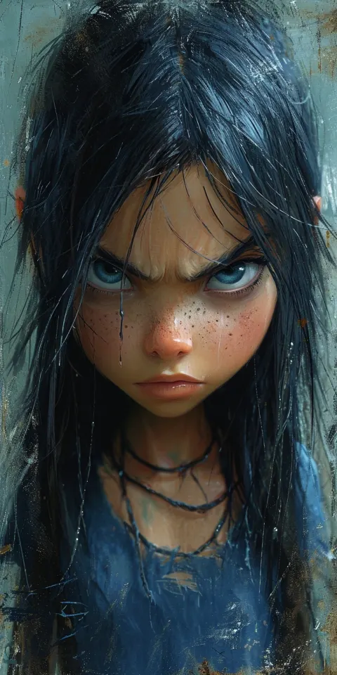 Angry Cartoon Girl Long Hair Anime