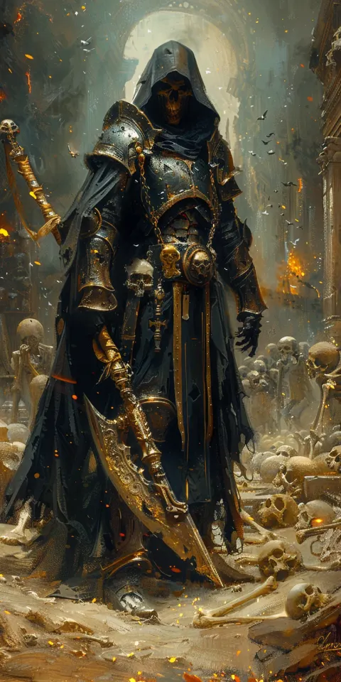 Grim Reaper Armor Dark Fantasy Painting
