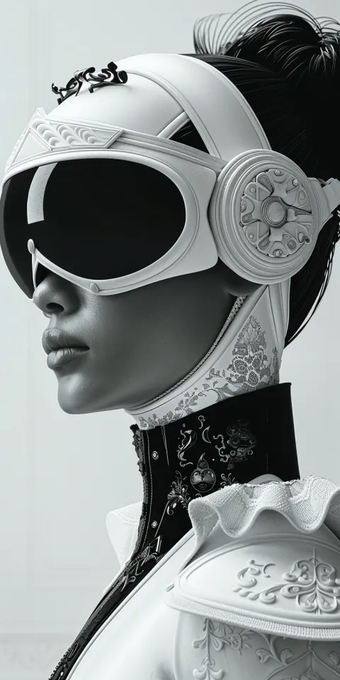 Woman Futuristic Robotic Head Gear