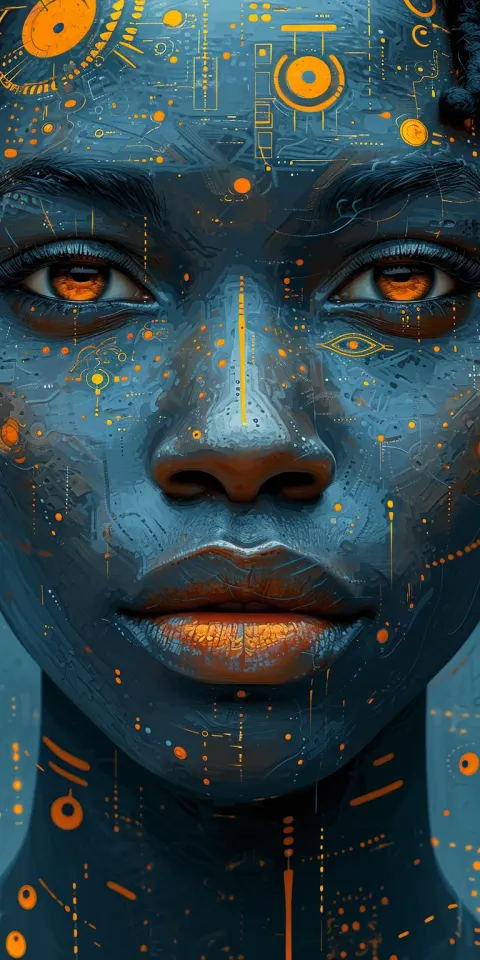 Female Face Afrofuturism Poster Art