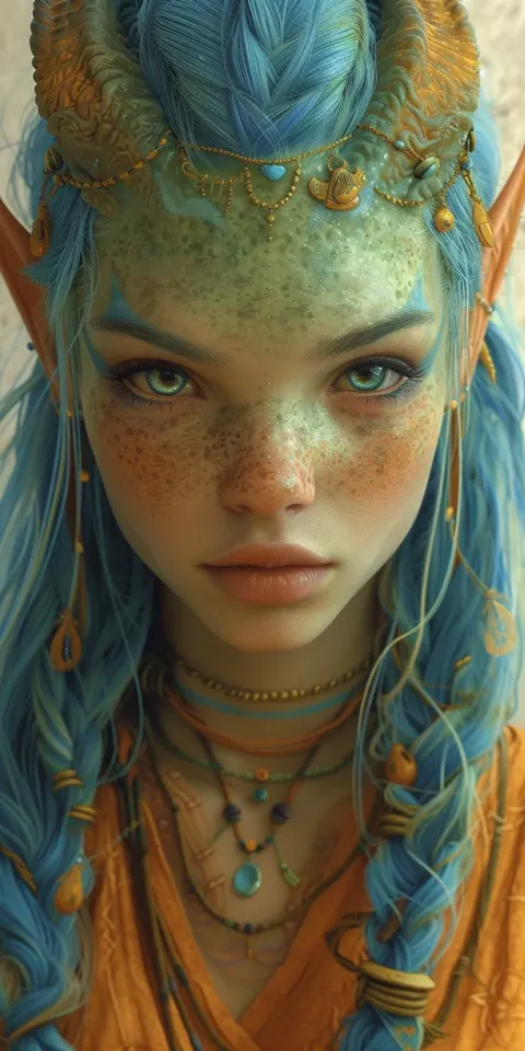 Alien With Blue Hair Symmetrical