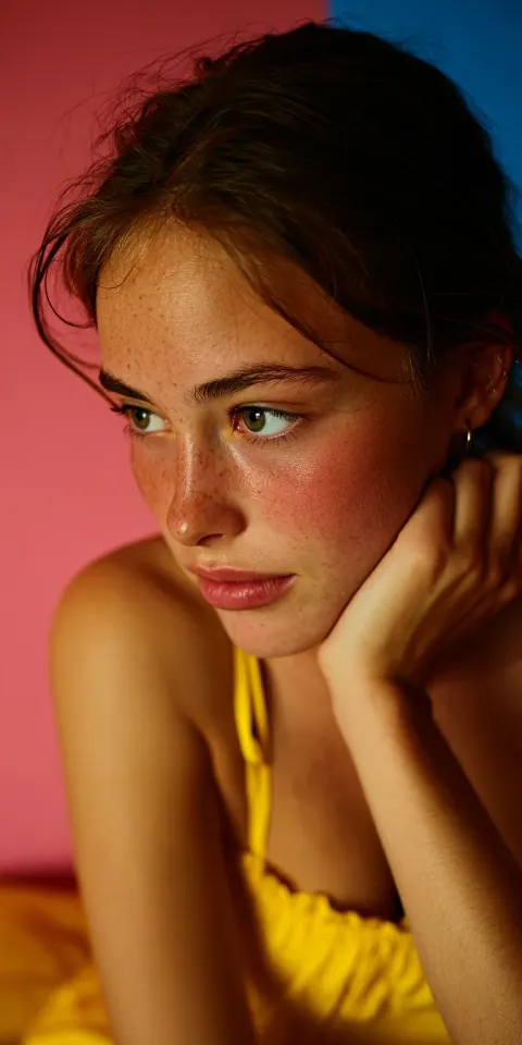 Blonde Woman Atmospheric Portrait Close