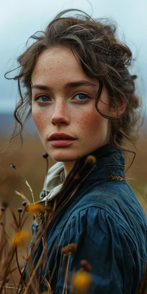 Woman Field Dressed Camera Landscapes