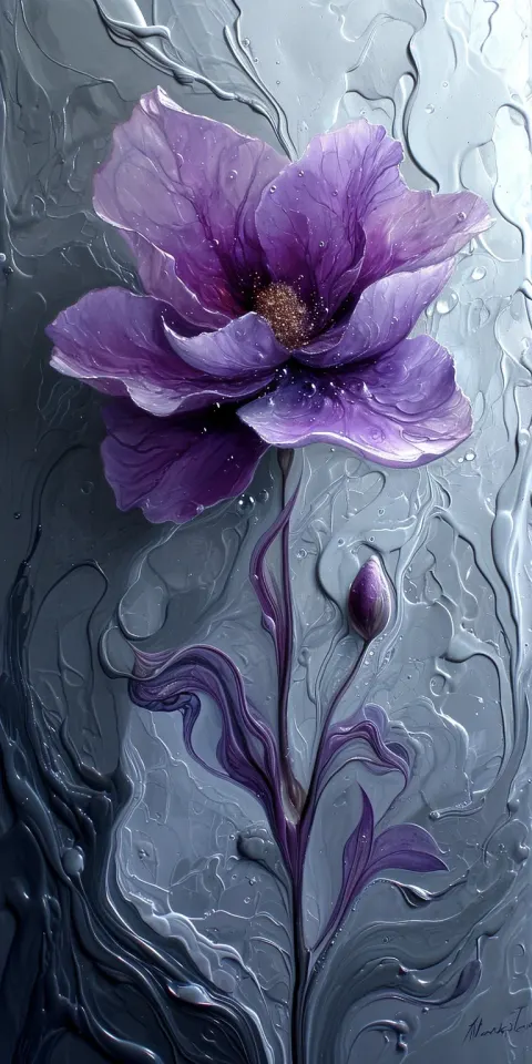 Water Droplets Flower Surreal Painting