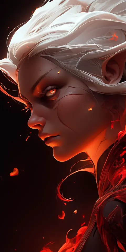 Woman White Hair Lava Island