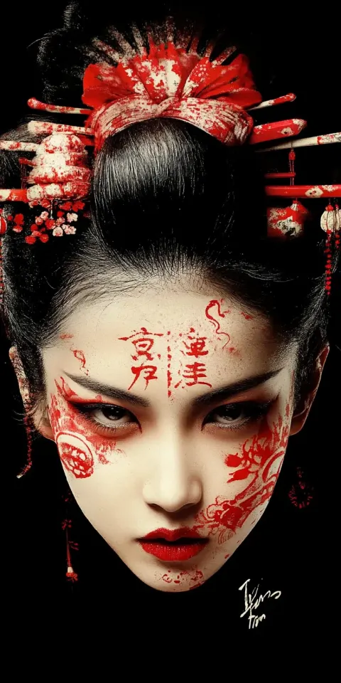 Woman Japanese Ink Portrait Style