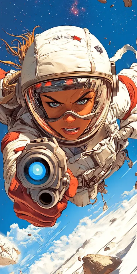 Woman Spacesuit Comic Book Illustration