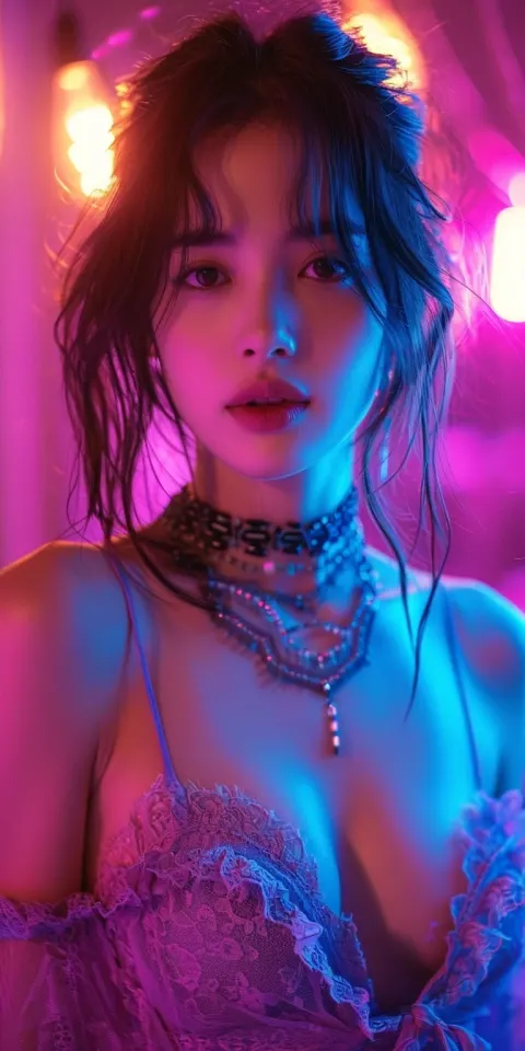Asian Girl Elegant Dress Night