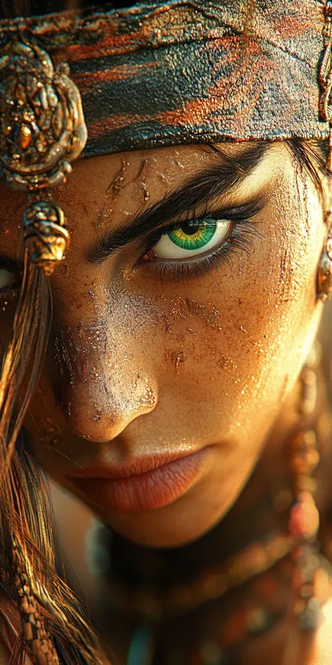 Woman Green Eyes Realism Fantasy