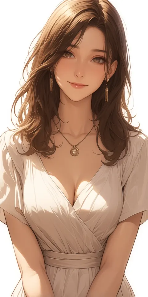 Beautiful Woman Cartoon Brown Hair