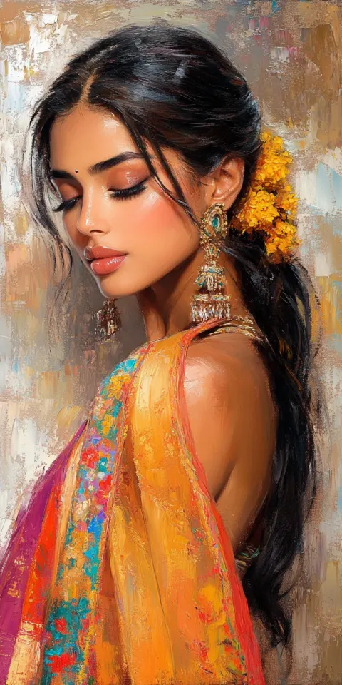 Bollywood Actress Sari Monet Painting