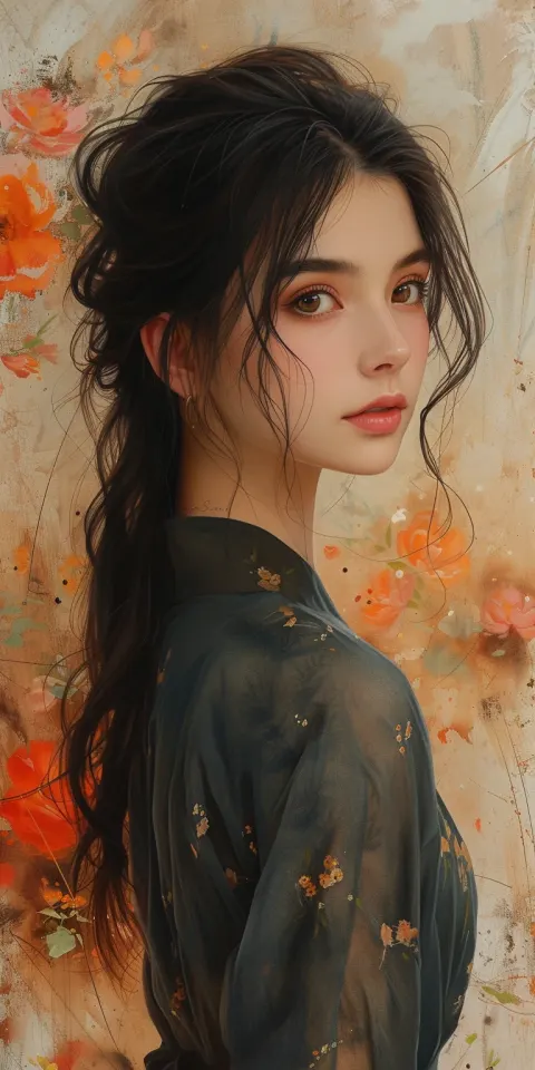 Woman Watercolor Pastoral Serenity Goro