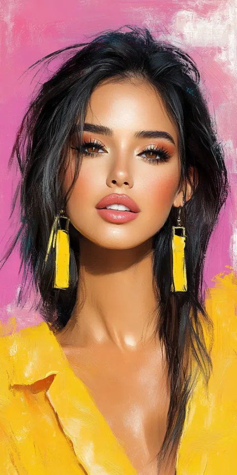 Woman Colorful Realism Close-up Portrait