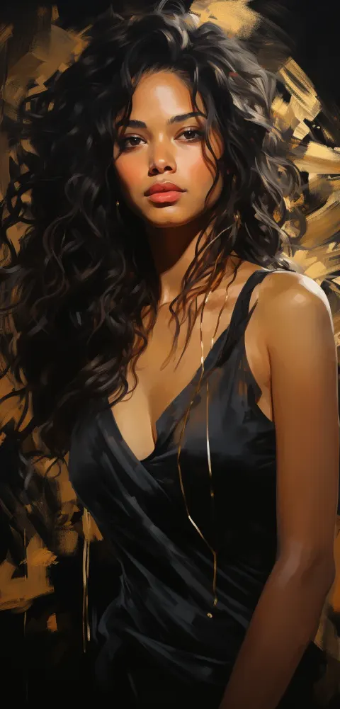 Woman Portrait Brushstroke Cinematic Gold