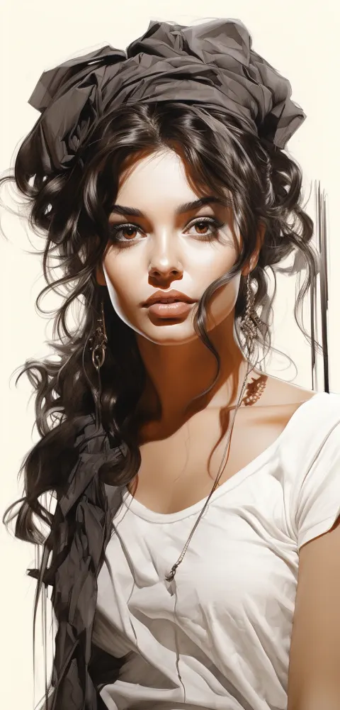 Cuban Woman Black White Sketch