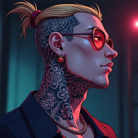 Anime Benny the Bouncer With Neck Tattoo