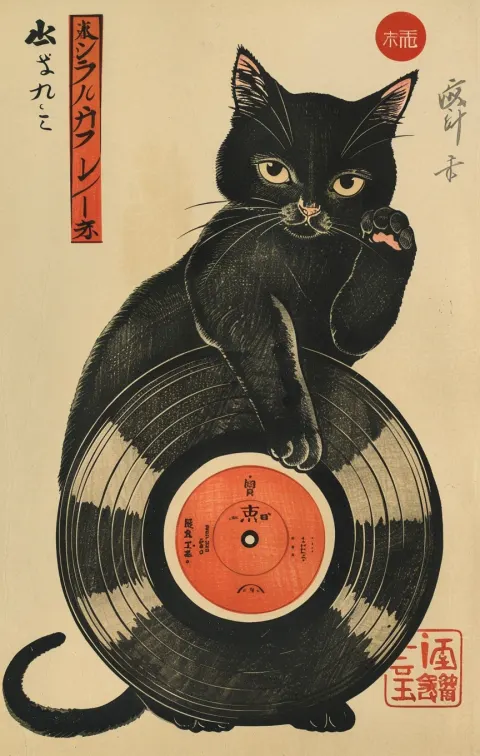 Vintage Japanese Black Cat