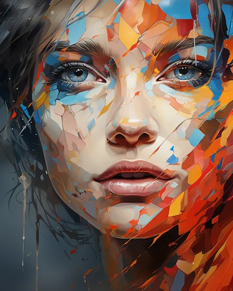 Woman Colorful Canvas Painting
