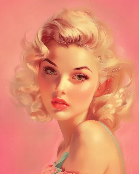 Vintage Woman Blonde Pink