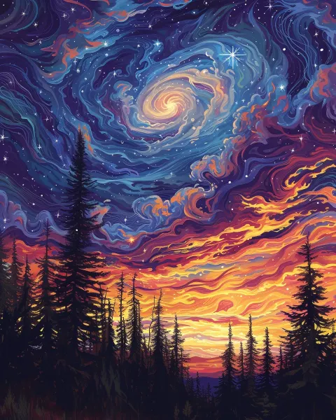 Evening Sky Stars Psychedelic