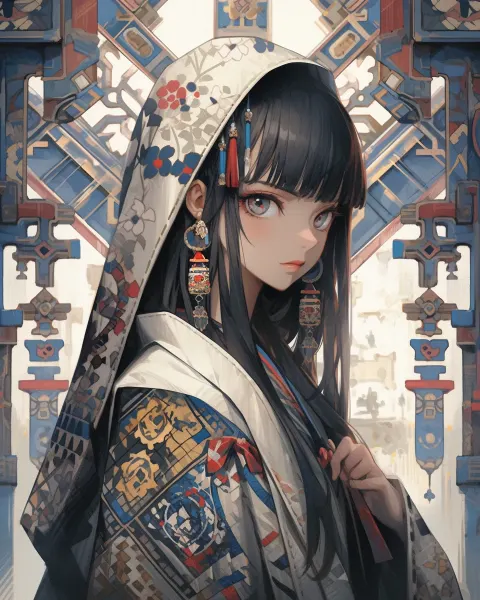 Anime Girl Kimono Portrait
