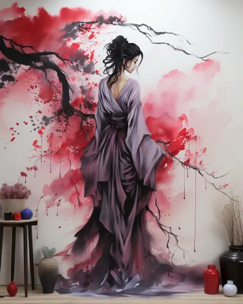 Geisha Woman Ink Red