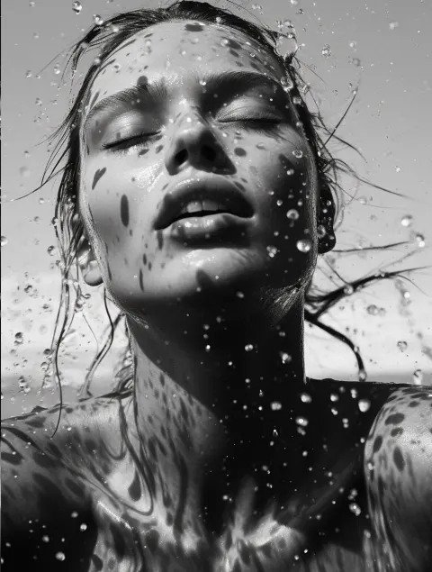 Woman Water Black White