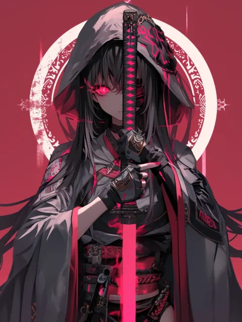 Anime Girl Mask Samurai