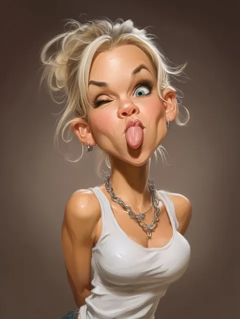 Blonde Girl Caricature Playful