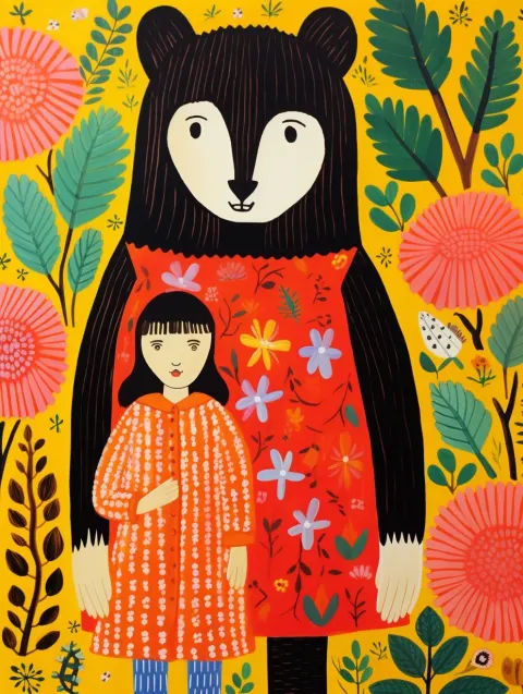 Bear Girl Illustration Cute