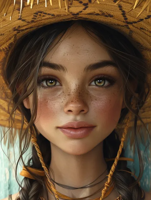 Mexican Girl Sombrero Cartoon