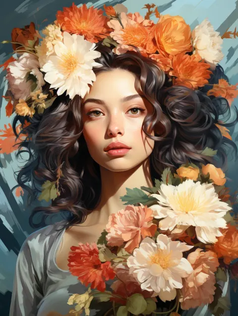 Woman Flowers Illustration Nature