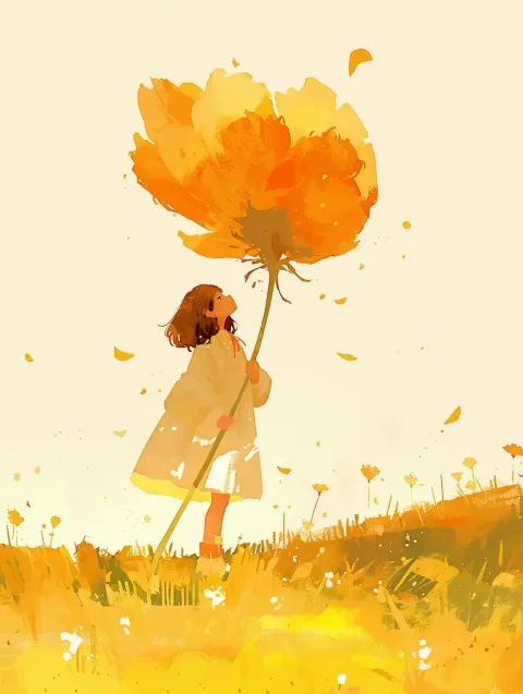 Girl Flower Autumn Field