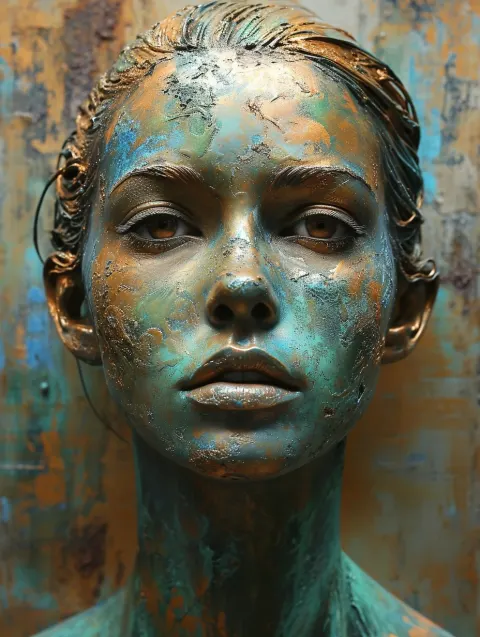 Blonde Woman Metallic Portrait