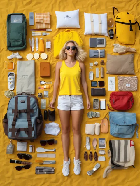 Fashion Girl Knolling Beach