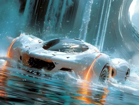 Car Water Futuristic Eerie