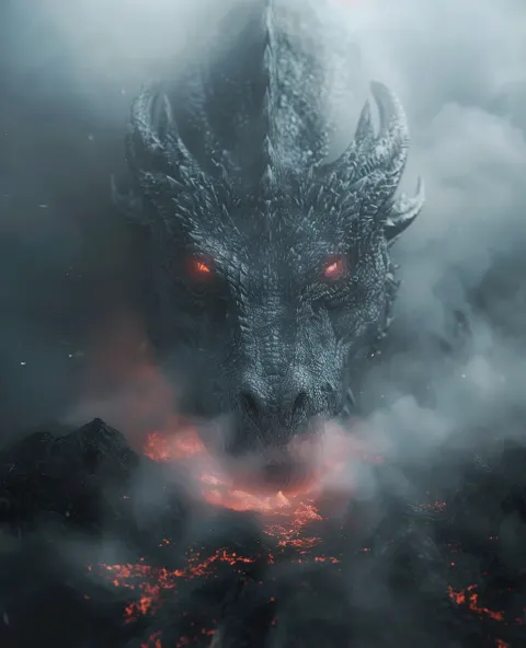 Giant Dragon Lava Foggy
