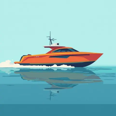 Stylized Vector Boat on a Geometric Sea