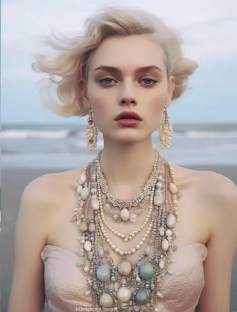 Woman Beach Surrealism Pearls