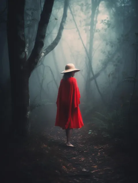 Girl Misty Forest Cape