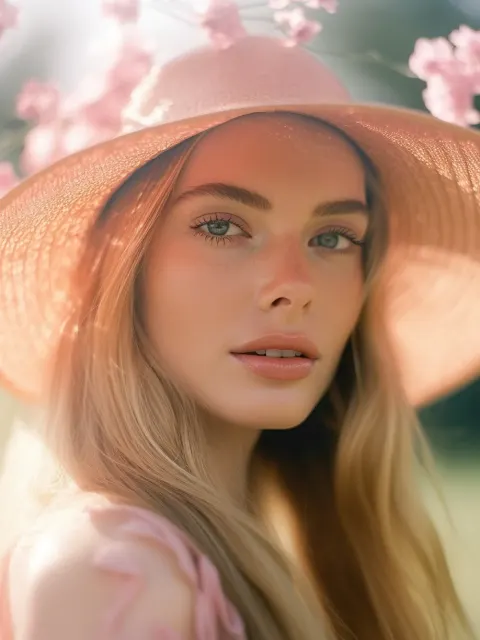 Woman Hat Flowery Outdoors