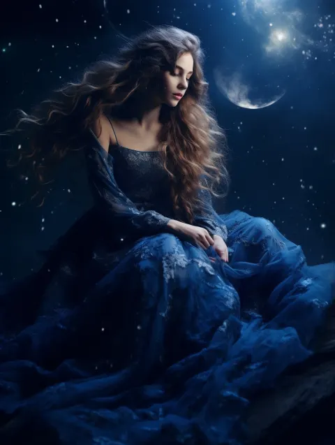 Woman Night Moonlight Gown