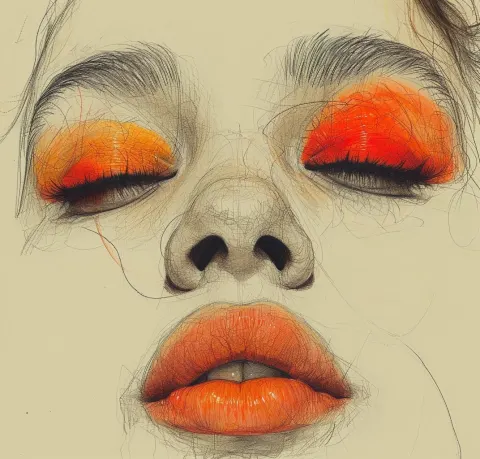 Woman Face Red Eyeshadow