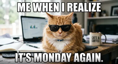 Cat Sunglasses Mondays Meme