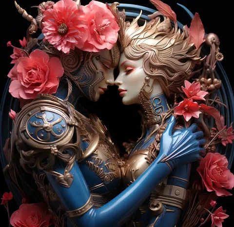Couple Pink Flowers Cyberpunk