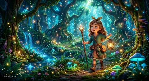 Girl Enchanted Forest 3d