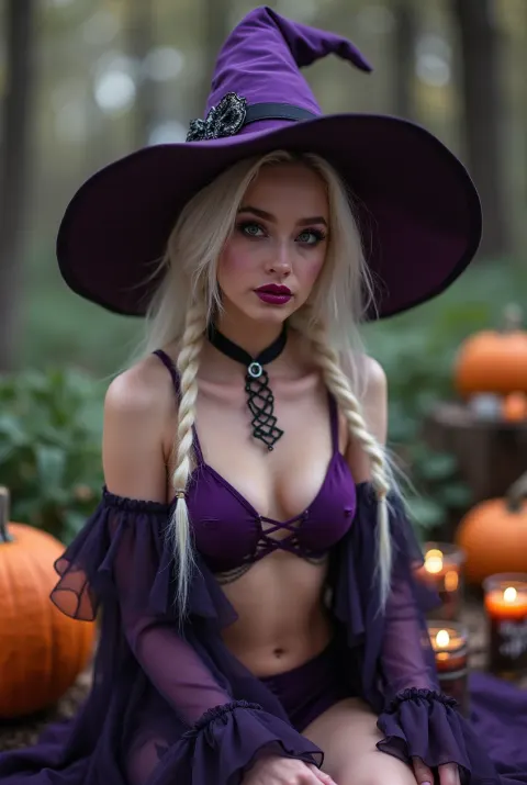 Witch Halloween Pigtails Candles